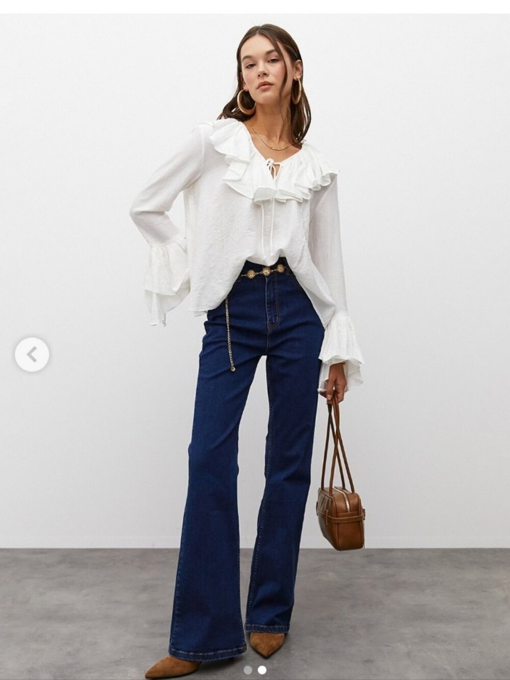 Zara Boho Ruffle White Top